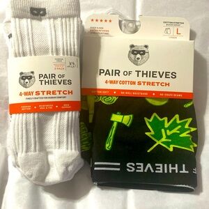 Pair of Thieves mens 4-way stretch cushion crew socks and boxer briefs; size: L